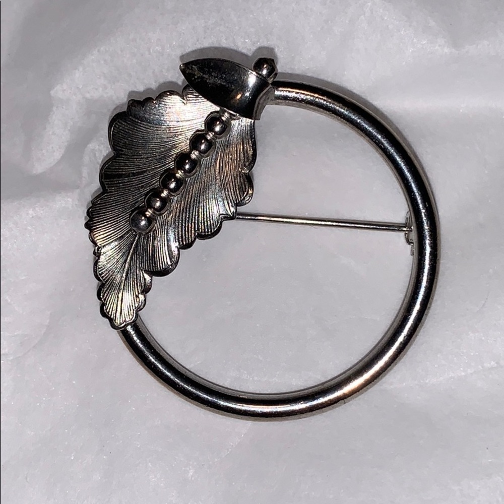 Minimalist circle/leaf brooch statement piece